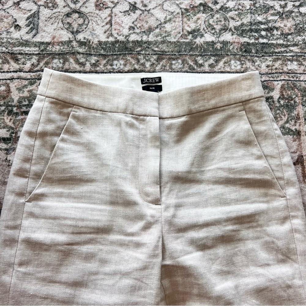 J.Crew Kate Straight Leg Linen Four-Season Stretch Pant- Size 0/2 - Picture 4 of 11